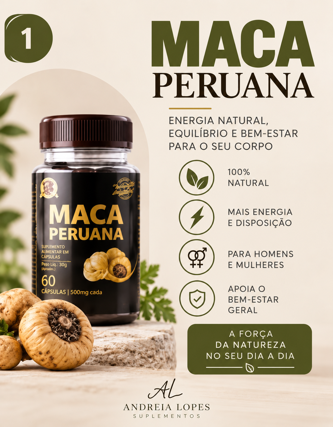 Maca Peruana – 60 Cápsulas | 500 mg